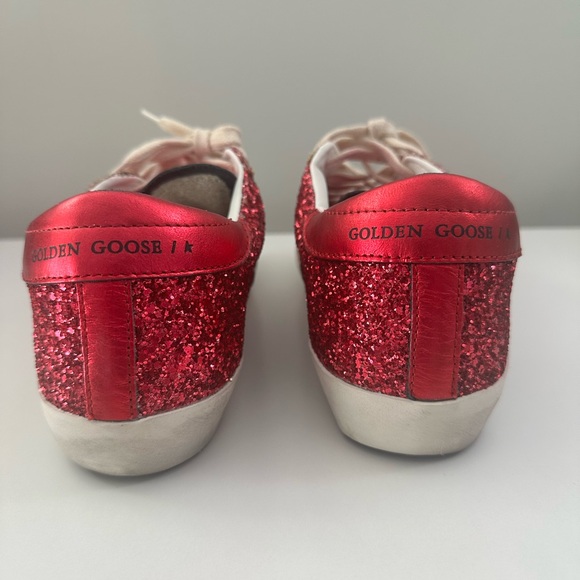 NEW! Golden Goose Superstar Glitter Private Edt Sneakers 38 8 Hot Pink Red Auth - Picture 7 of 12